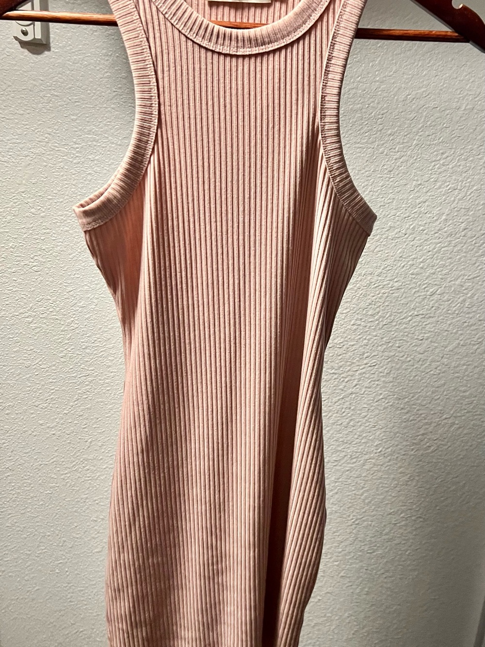 Sleeveless Ribbed Mini Dress in Blush Pink by beige botany